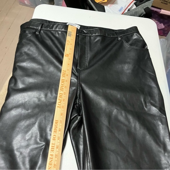 Abercrombie & Fitch Ankle Straight Ultra High Rise Pant Vegan Leather 24 Long S1 - Picture 10 of 11